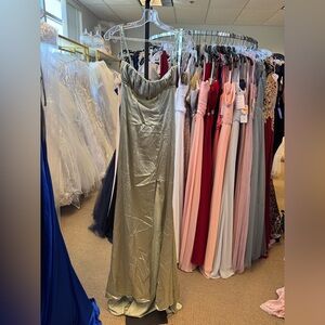 Cinderella Divine Sage Green Strapless Cowl Neck Gown BD108